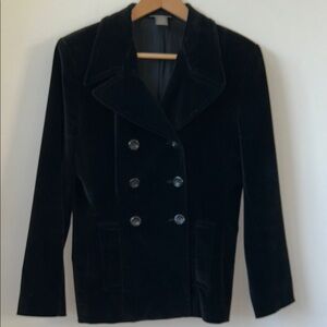 Banana Republic Black Velvet Peacoat Jacket